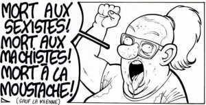 Caricature réalisé à l'occasion du 8 mars 2016 par un certain "Marsault". Depuis 150 ans, les luttes féministes progressent (droit de vote, à la contraception et à l'avortement, à la gestion de son argent...). Les caricatures des misogynes, elles, n'évoluent pas.